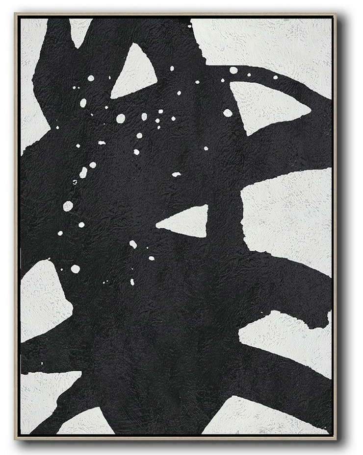 Giant Wall Decor,Black And White Minimal Painting On Canvas - Original Art Acrylic Painting